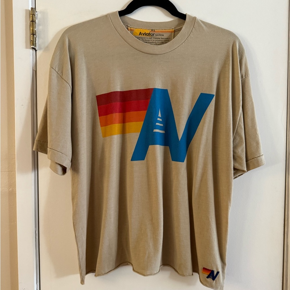 Aviator Nation Logo Cropped Boyfriend Tee